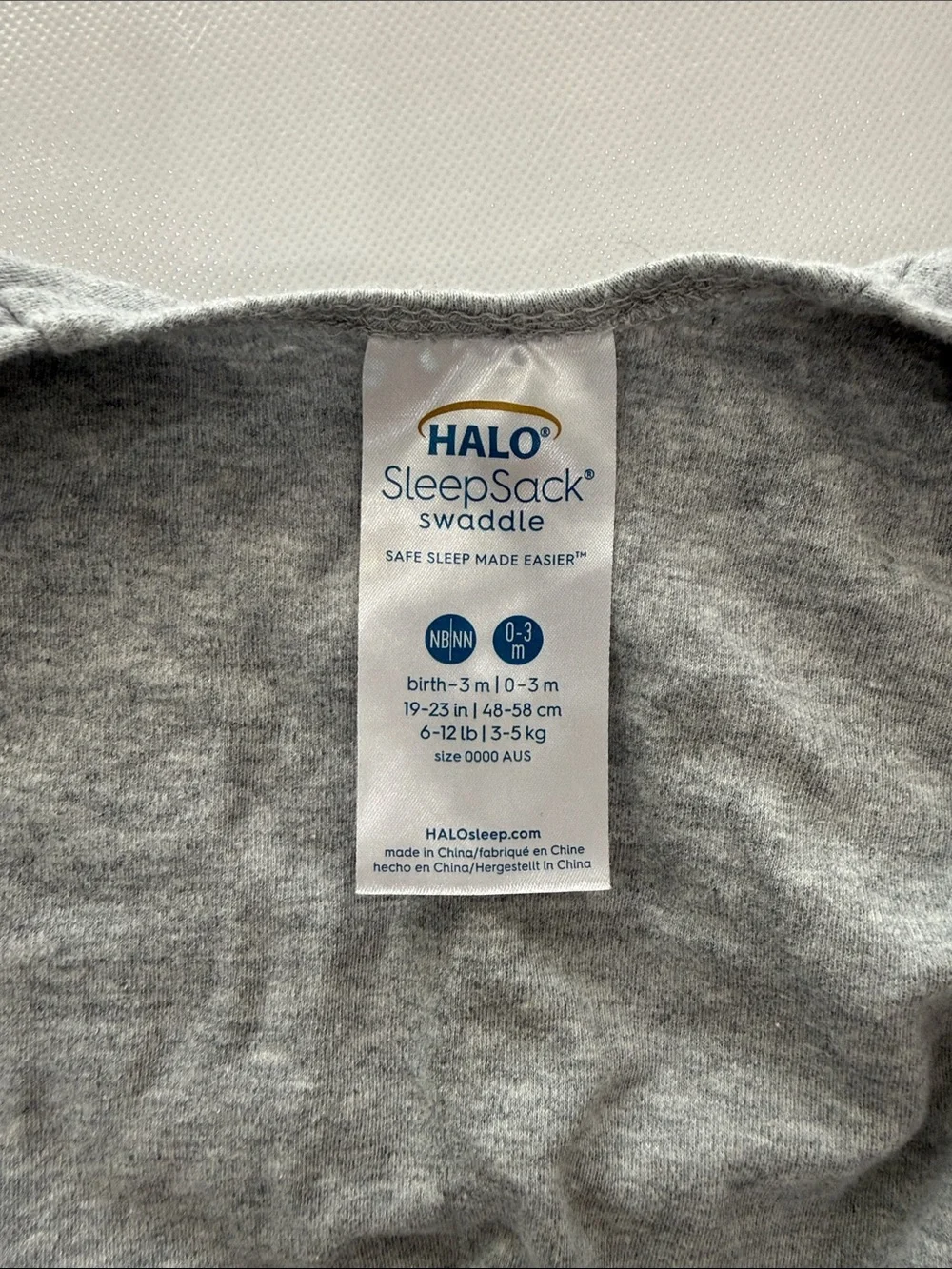 Halo SleepSack Swaddle Gray Heather Adjustable Infant Sleep Sack NB 0-3